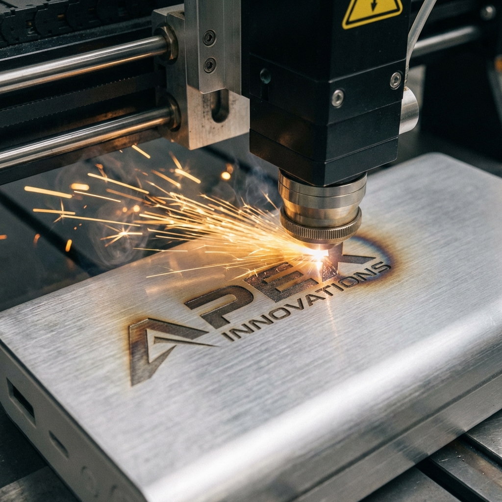 Detail Proses Laser Engraving Logo pada Powerbank Metal