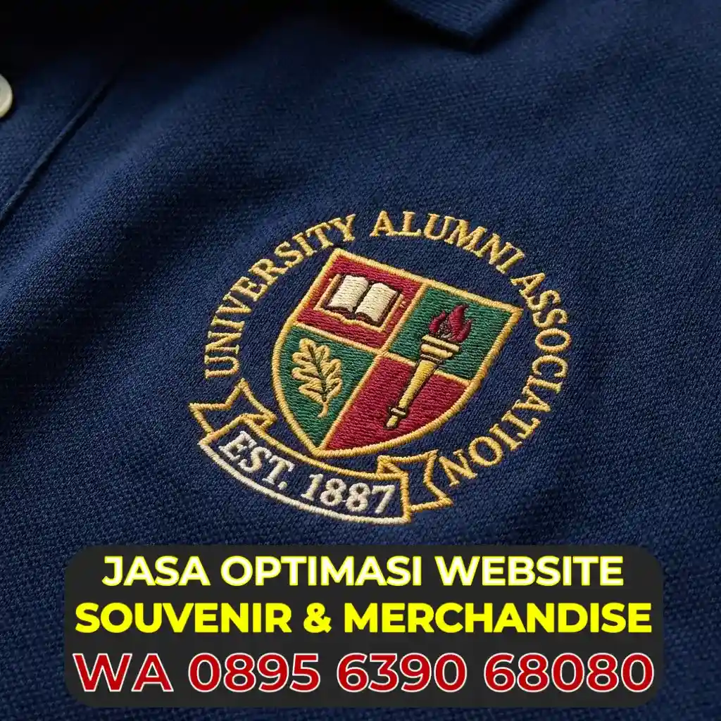 Detail Bordir Logo Alumni pada Kain Polo Lacoste