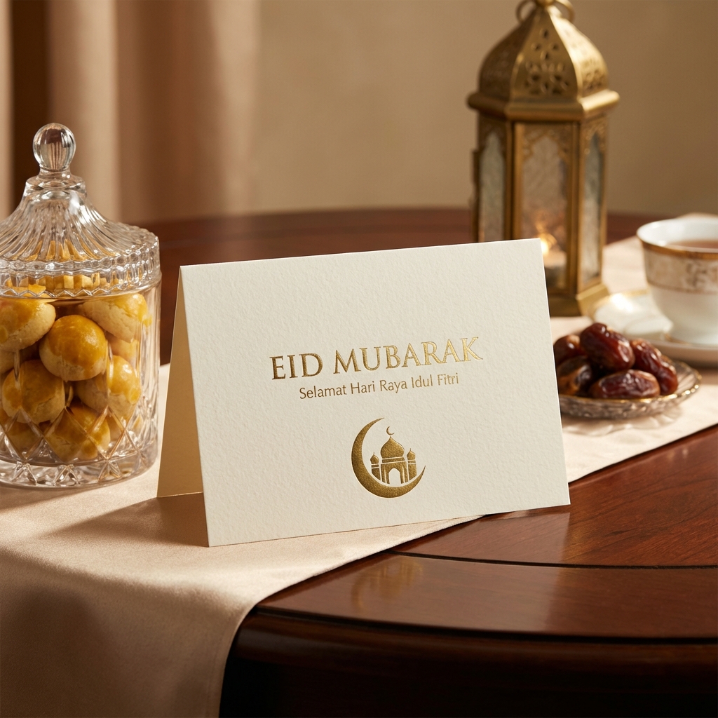 Kartu Ucapan Lebaran Gold Foil