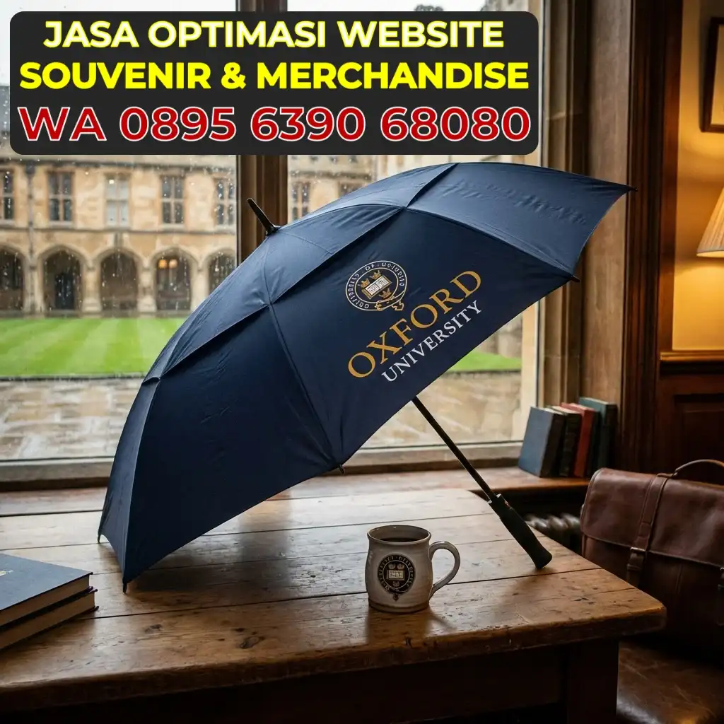 Payung Golf Logo Universitas dan Mug Keramik Nostalgia